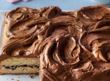 Vanilla Sheet Cake with Chocolate Cinnamon Filling