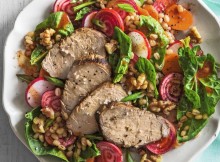 Spinach and Barley Salad with Grilled Pork